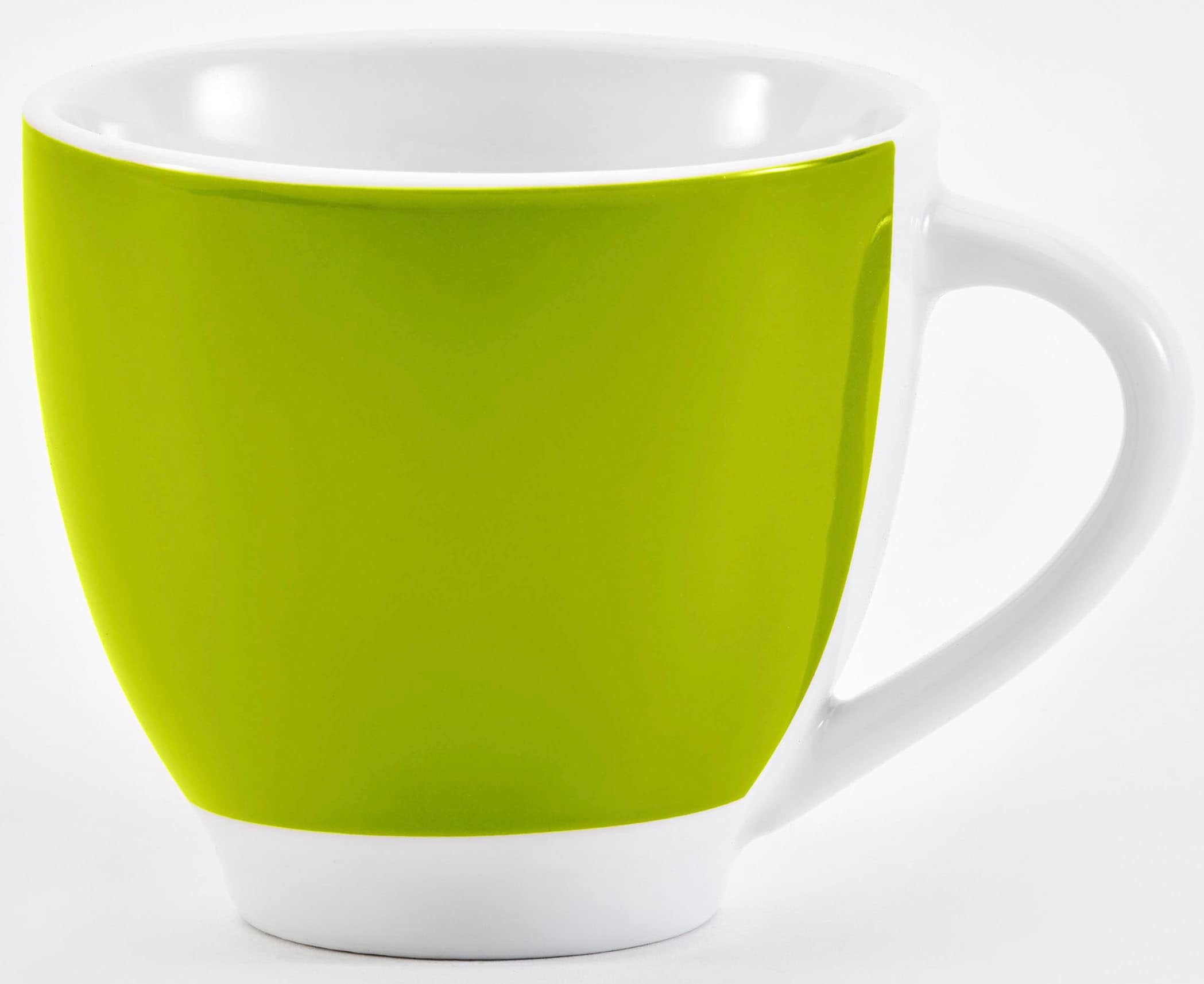 Tasse VAN WELL "Vario", grün (grün, grün), B:24,5cm H:9,5cm, Porzellan, Trinkgefäße, spülmaschinen- und mikrowellengeeignet, 6-teilig Image