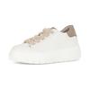 Plateausneaker GABOR, Damen, Gr. 38, weiß (weiß, beige), Nappaleder, Ziegenveloursleder, unifarben mit Farbeinsatz, sportlich, Schuhe, Schnürschuh, Halbschuh, Freizeitschuh mit Plüsch-Schnürsenkeln