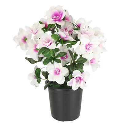 Kunstblume I.GE.A. "Kunstblume Azaleen im Topf", rosa (weiß, rosa), B:21cm H:29cm L:21cm, Polyester, Kunstpflanzen, Blume Kunstpflanze Blumendeko Tischdeko Zimmerpflanze Image