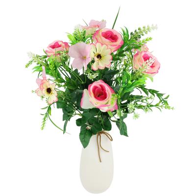 Kunstblume I.GE.A. "Rosenstrauß in Vase", rosa (weiß, rosa), B:24cm H:40cm L:24cm, Polyester, Kunstpflanzen, Künstliches Bouquet Strauß Seidenblumen Blume Blumenschmuck Dekoblumen Image