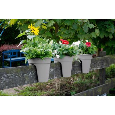 Balkonkasten KHW "Flowerclip", grau, H:27,5cm Ø:27cm, Kunststoff, Polypropylen, Pflanzgefäße, ØxH: 27x27,5 cm