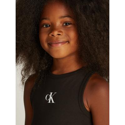 Tanktop CALVIN KLEIN JEANS "CK LOGO TANK TOP", Mädchen, Gr. 4 (104), schwarz (ck schwarz), Single Jersey, Obermaterial: 94% Baumwolle, 6% Elasthan, casual, Rundhals, Tops, Kinder bis 16 Jahre Image