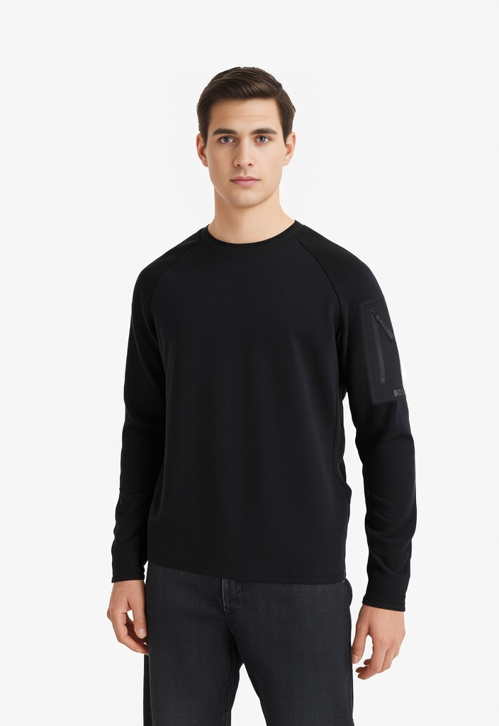 Sweatshirt BOSS GREEN "CN Urban Tech", Herren, Gr. XXL, schwarz (schwarz001), Sweatware, Obermaterial: 39% Baumwolle, 39% Modal, 17% Polyester, 5% Elasthan, unifarben, regular fit hüftlang, Rundhals, Sweatshirts Sweatshirt, mit Ärmeltasche