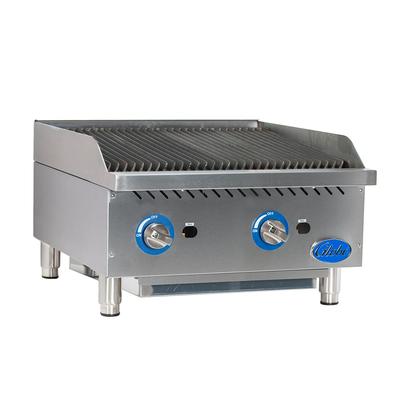 Globe GCB24G-SR 24" Countertop Gas Charbroiler w/ Cast-Iron Grates, Radiant, Stainless Steel, Gas Type: Convertible
