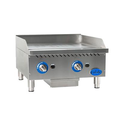Globe GG24G 24" Gas Commercial Griddle w/ Manual Controls - 1" Steel Plate, Convertible, Stainless Steel, Gas Type: Convertible