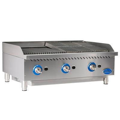 Globe GCB36G-RK 36" Countertop Gas Charbroiler w/ Reversible Grates, Char Rock, Stainless Steel, Gas Type: Convertible