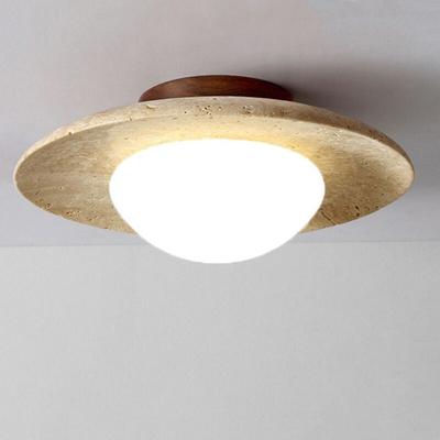 Wottes - Retro E27 Deckenleuchte Design Kreative Deckenlampe Holz Acryl Travertin Wohnzimmerlampe Image