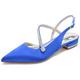 KUHAOFEU Women's Slingback Flat Shoes Closed Toe Formal Dress Shoes for Bridal Rhinestone Decor Wedding Business Evening Flats,Blue,7 UK