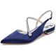 KUHAOFEU Women's Slingback Flat Shoes Closed Toe Formal Dress Shoes for Bridal Rhinestone Decor Wedding Business Evening Flats,Navy,6 UK