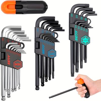 TEMU 36pcs Hex Wrench Set, Advanced Hex Wrench Set, Sae And Metric Hex, Ball End Torx Wrench Image