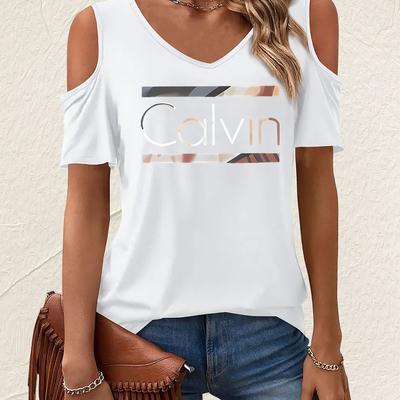 TEMU Graphic Print T-shirt, Long Sleeve V Neck Casual Top For Spring & Fall, Women's Clothing Image