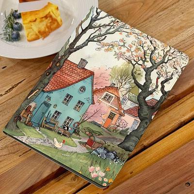TEMU 1pc Pattern Artificial Leather Tablet Case / S8/ S7+/ S8+/ S9/ S9 Fe/ S9+ (2023), Multi-angle Foldable Stand, Automatic Wake/sleep, Soft Protective Cover