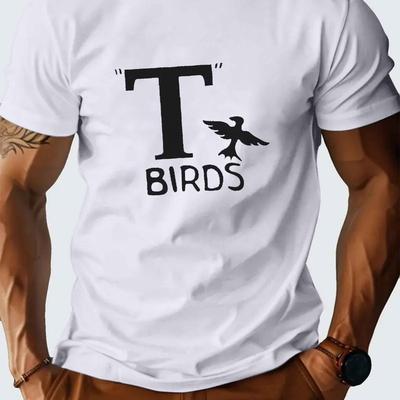 "TEMU 1pc Men's Casual Crew Neck T-shirt With "" Print - Polyester Knit Fabric, Short Sleeve, Regular Fit, Summer Top For - Medium Stretch, No Chest Pad" Image