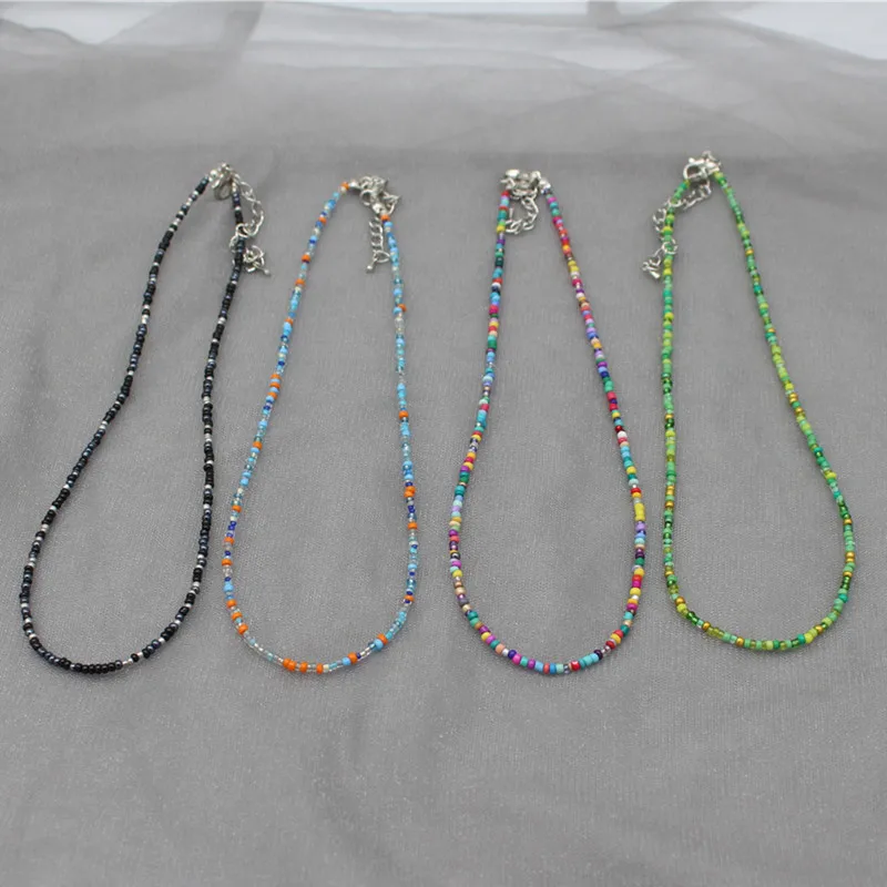 Collana girocollo con perline semplici, collana girocollo da donna, collare con cordino, ciondolo colorato fatto a mano, regalo di gioielli Boemia Collier Femme