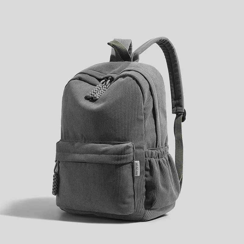Sac à dos en velours côtelé tendance, sac d'école de grande capacité avec bretelles réglables, adapté à l'école, aux voyages et aux déplacements quotidiens