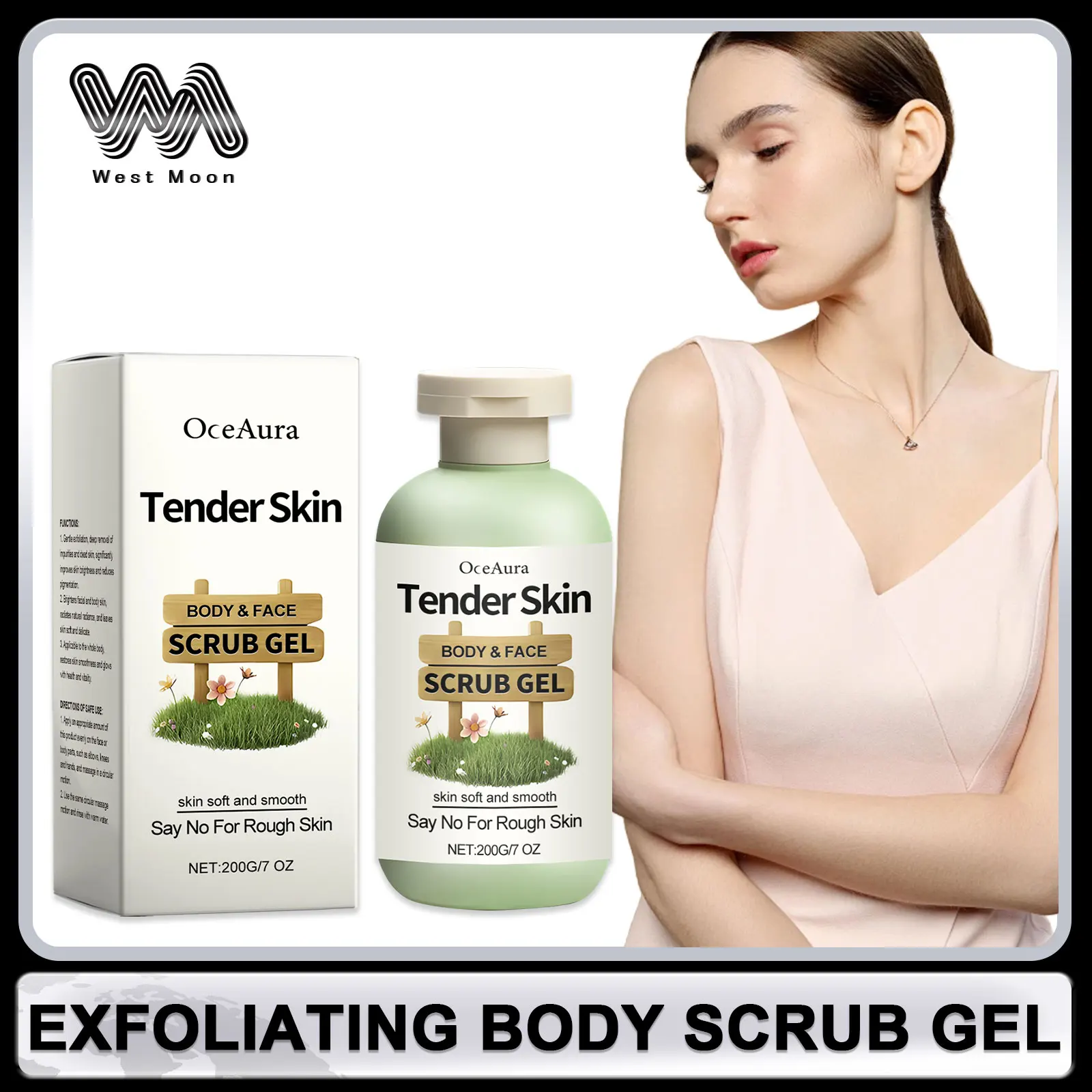 Peeling-Gel für den Körper, Tiefenreinigung, Porenschrumpfung, Entfernung abgestorbener Haut, sanfte Reparatur, Peeling, aufhellende, feuchtigkeitsspendende Hautpflege Image