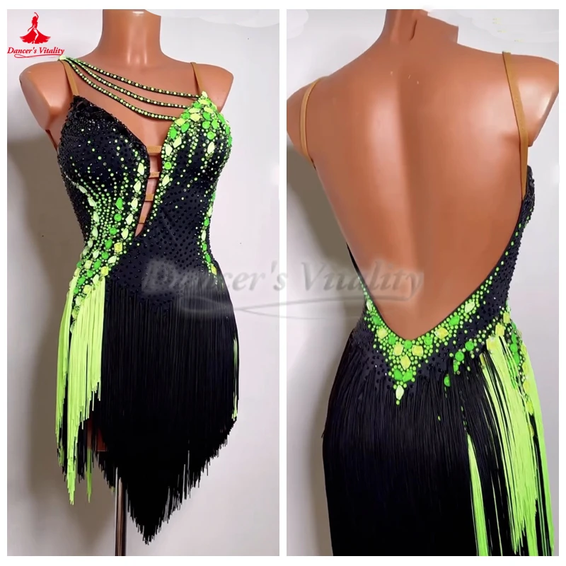 Erwachsene Chacha Samba Rumba Wettbewerb und Leistung Professionelle Kleidung Kind Latin Dance Grade Prüfung Kleider Anpassen Image