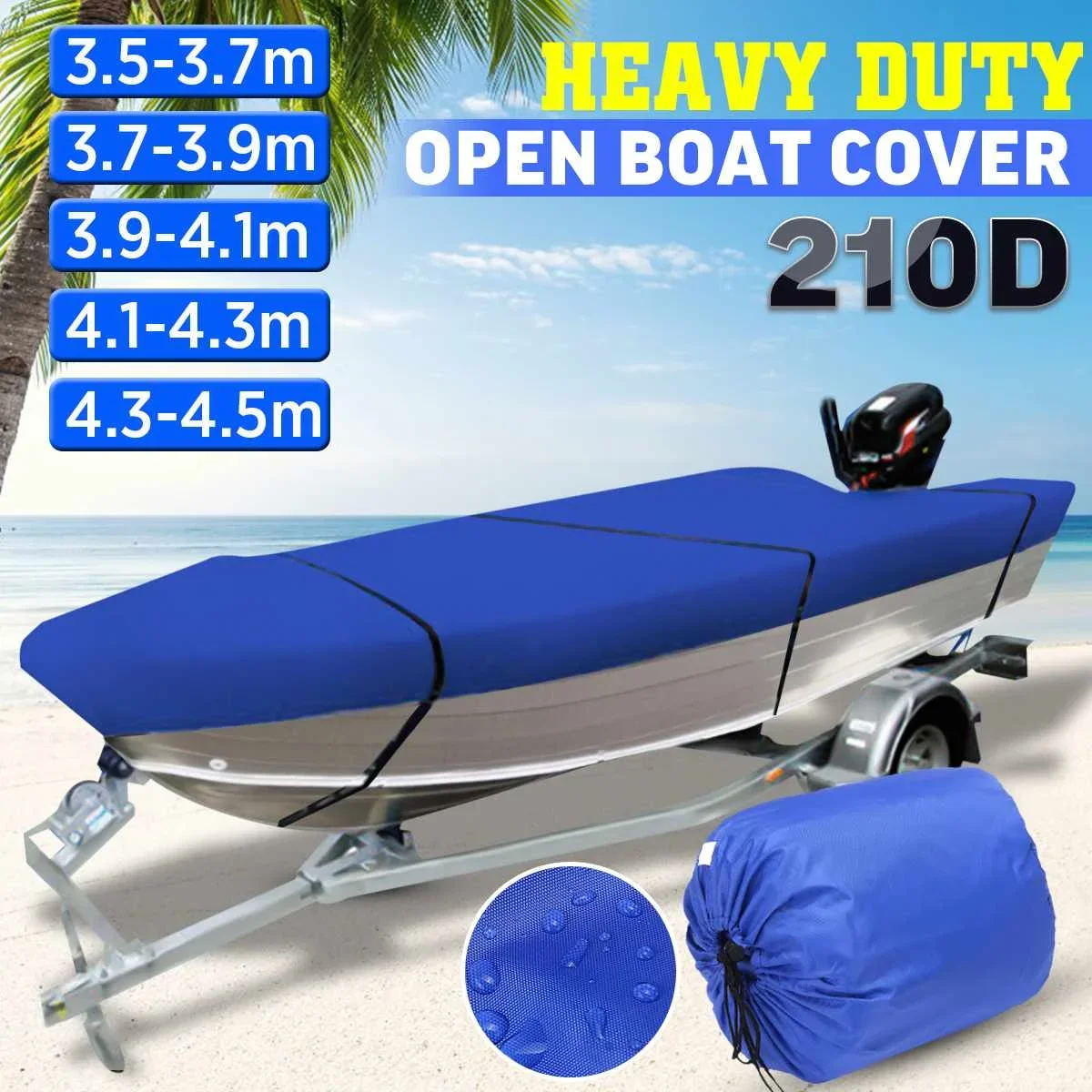 210d wasserdichte offene Boots abdeckung Sonnenschutz UV-beständige staub dichte Abdeckung Hochleistungs-Marine-offene Boots abdeckung 3,5 m-4,5 m universell Image