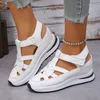2025, Sommer-Damen-Keil-Sandalen, leichte Plateau-Gladiator-Sandalen für Damen, rutschfeste Strandsandalen mit Cover-Zehe, Größe 36–43