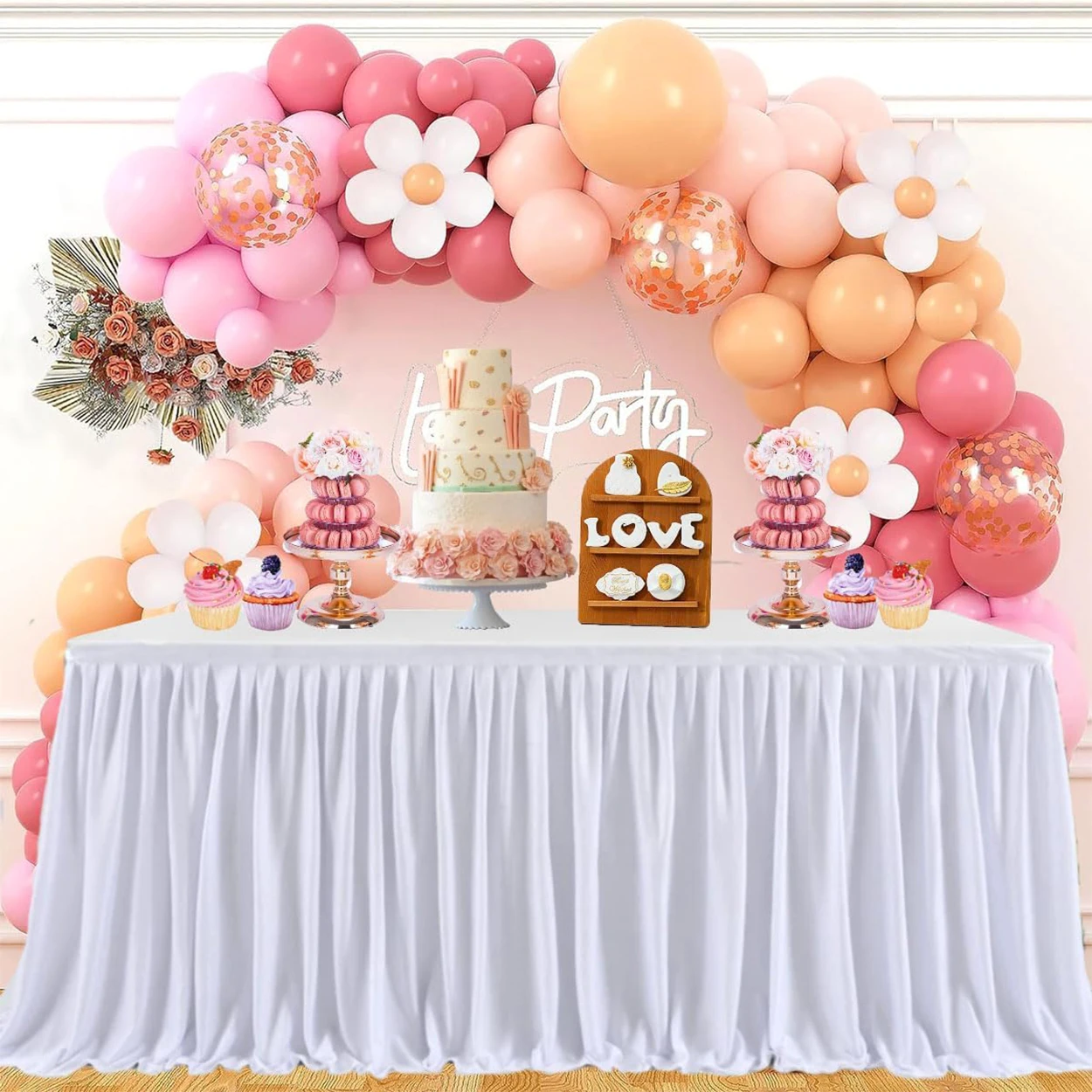 Weißer Tischrock, einlagig, für Hochzeit, Urlaub, Geburtstag, Party, Hochzeit, Konferenztisch, Dekoration, Tischrock