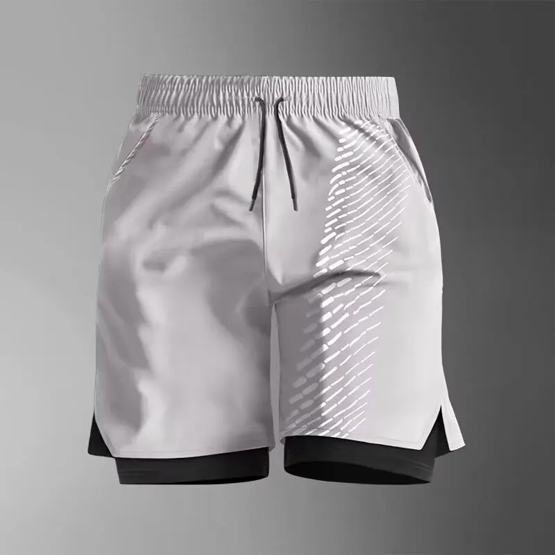 Herren-Badehose, doppellagig, locker, schnell trocknend, fünf Minuten Pause, zweiteilig, Sommer-Laufsport, Marathon, Jugend-Shorts Image