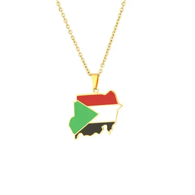 Necklaces for Women Stainless Steel Sudan Map Necklace Couple Cadenas Para Mujer Gifts Bijoux Accessories