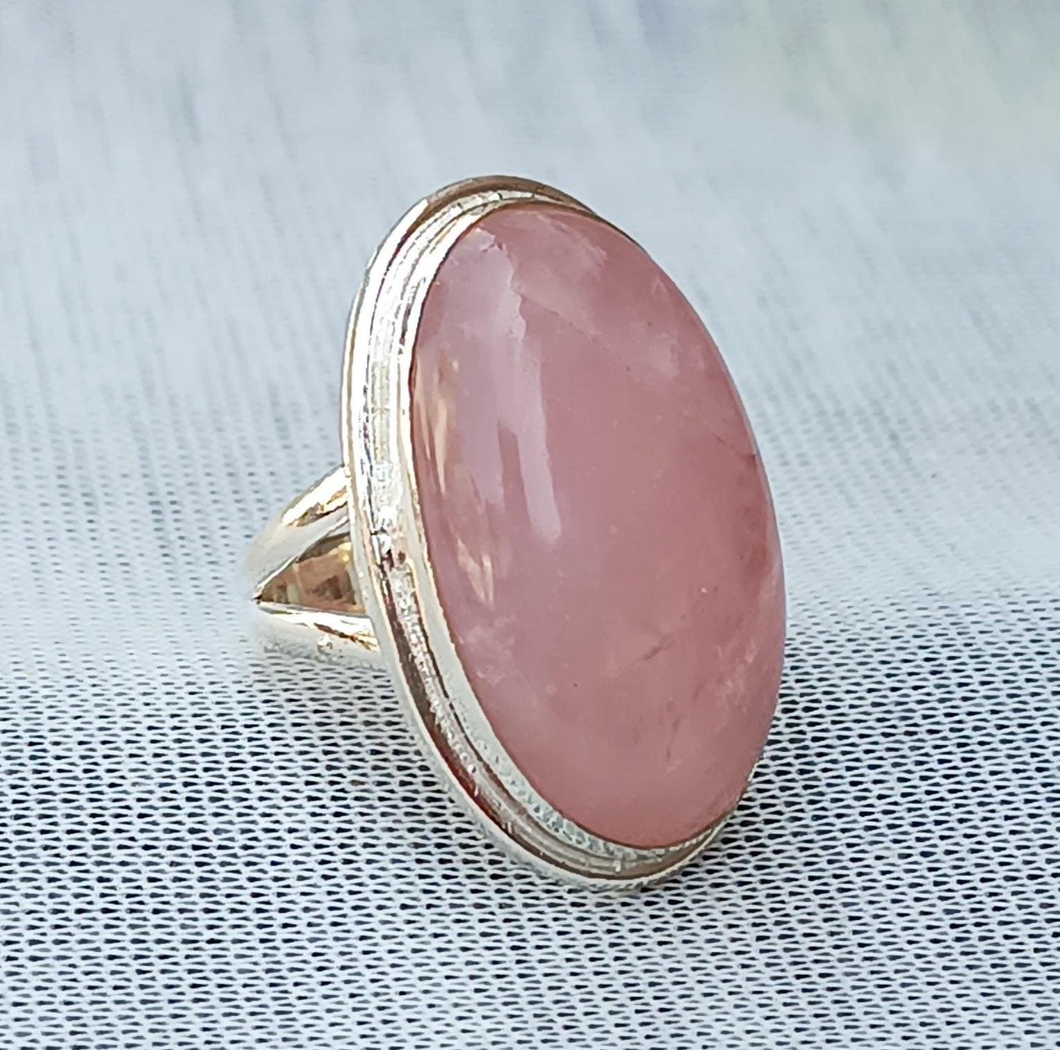 Anello in quarzo rosa, anello in argento sterling 925, anello in quarzo rosa naturale, anello da donna, anello fatto a mano, regalo di Natale, regalo
