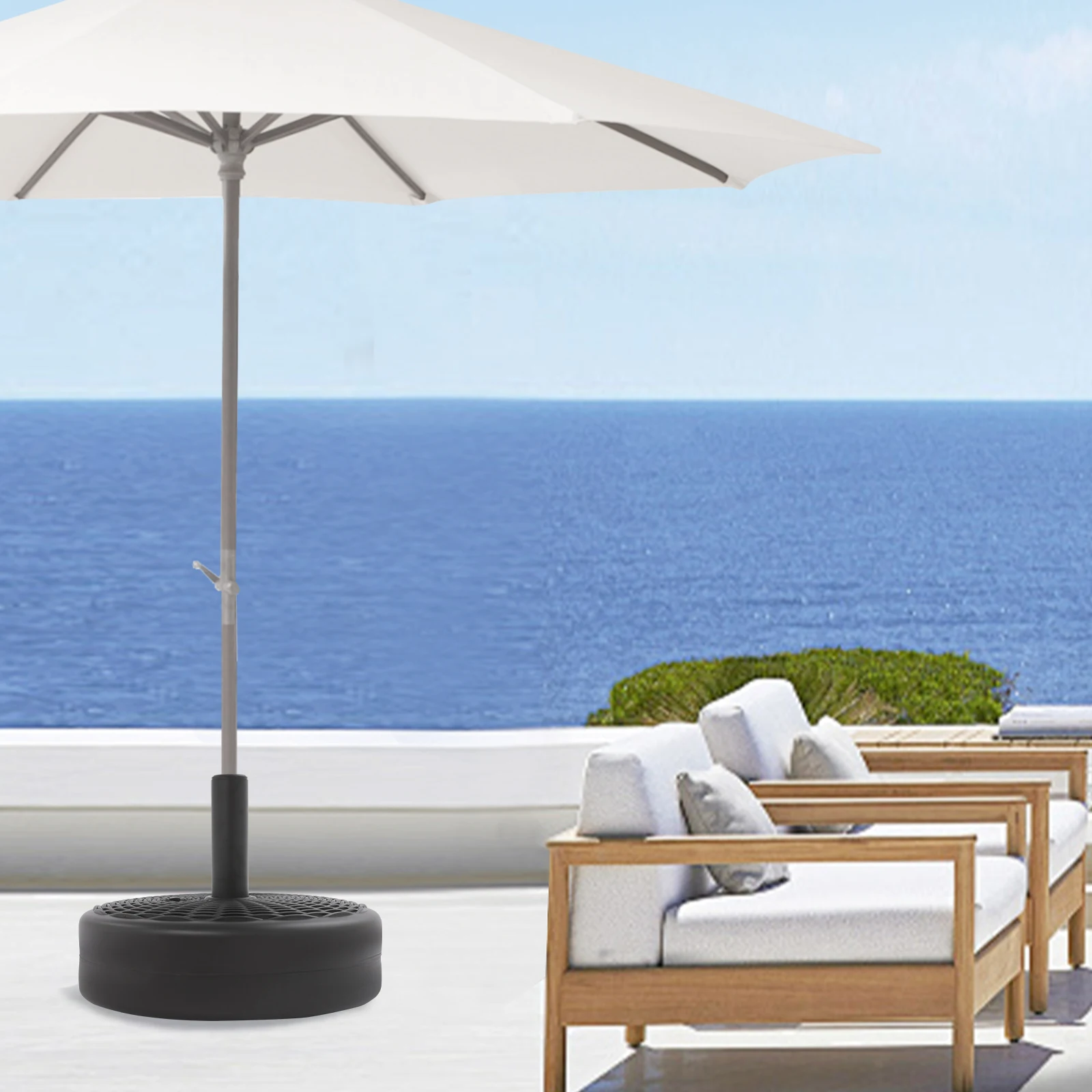 Schirmständerbasis aus hochwertigem HDPE-Material mit internem Kegelschutz, befüllbarer Sonnenschirmständer zur Sichern Ihres Sonnenschirms Image