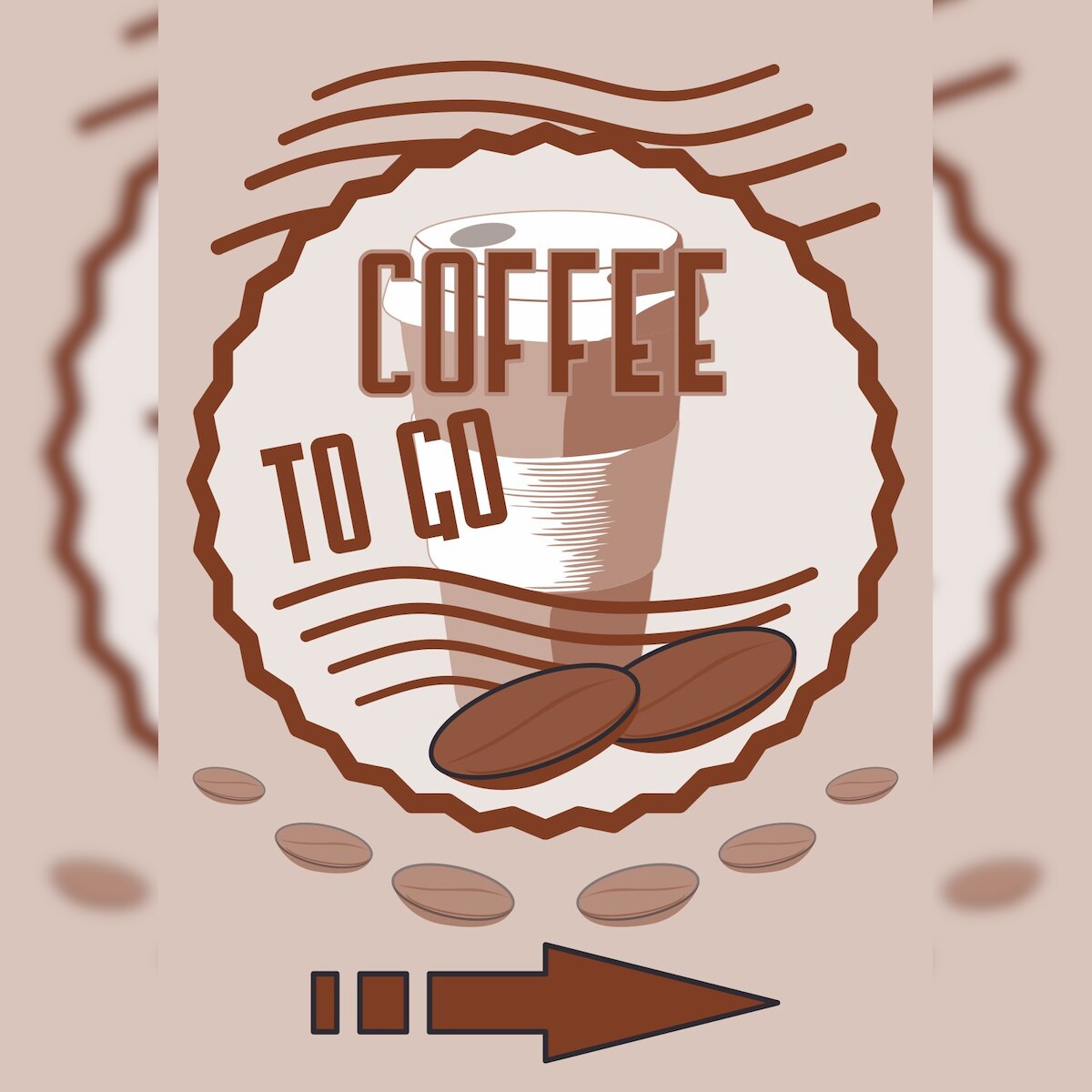 HB-Druck Verkaufsschild Schild Coffee to go Hochkant mit Pfeil rechts A5 (148x210mm) Image