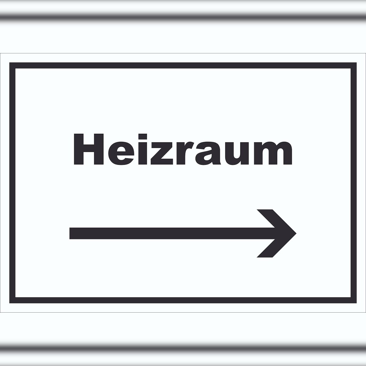 HB-Druck Heizraum Schild mit Text und Richtungspfeil rechts Heizung Wärme waagerecht A5 (148x210mm) Image