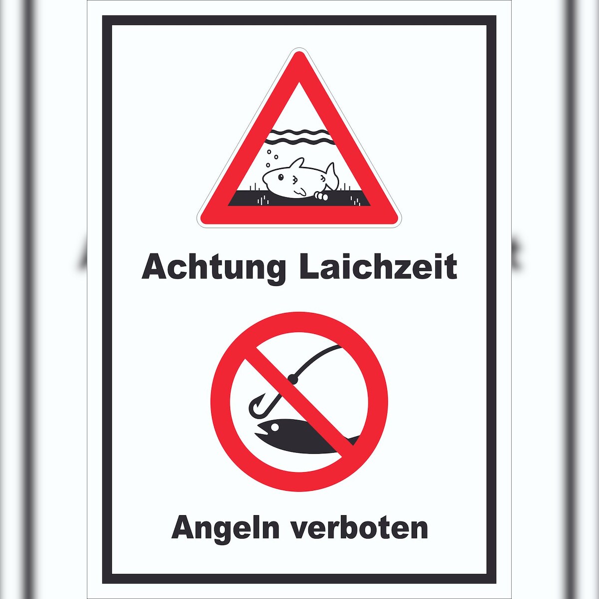 HB-Druck Achtung Laichzeit Angeln verboten hochkant Schild A3 Rückseite selbstklebend Image