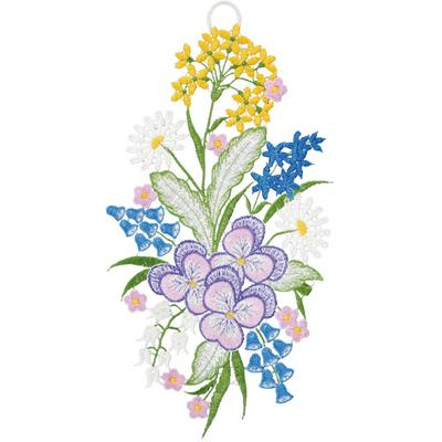Fensterbild "Fensterbild "Blumenstrauß" farbig", bunt, B:16cm H:30cm, Polyester, W. REUTER & SOHN - PLAUENER SPITZE, Fensterbilder Image