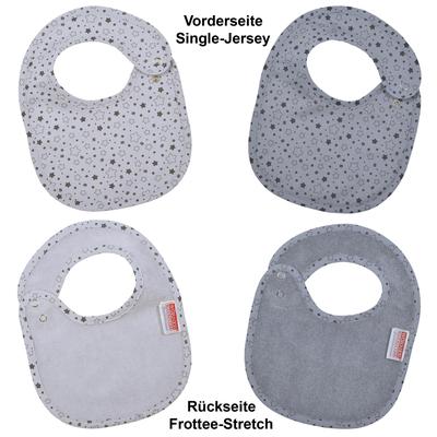 Lätzchen WÖRNER "Sterne grau Druckknopflatz 22x29 cm", Baby, grau, Baumwolle, Materialmix, Lätzchen Image