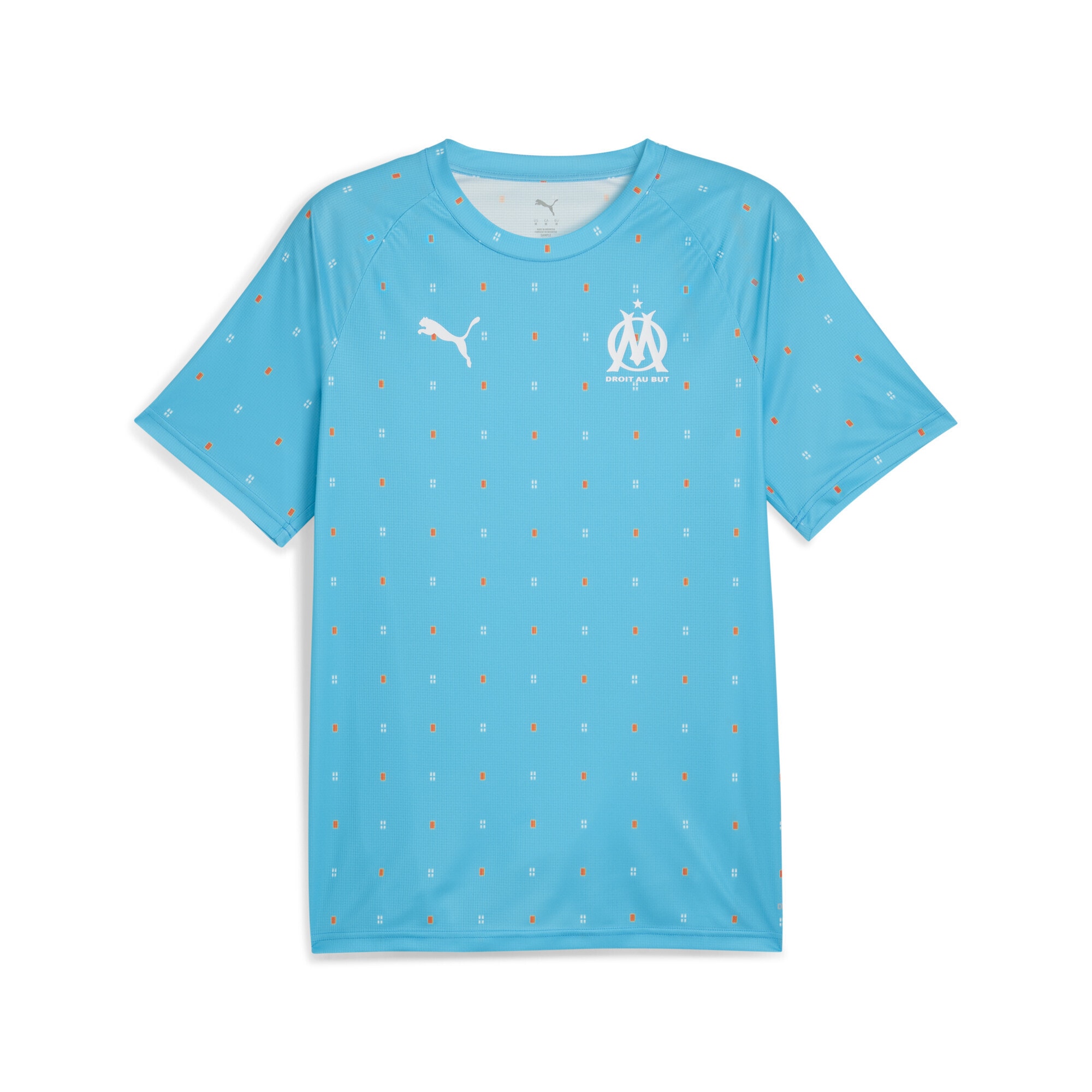 Trainingsshirt PUMA "Olympique de Marseille Aufwärmtrikot Herren", Herren, Gr. 3XL, blau (bleu azur weiß blau), Obermaterial: 100% Polyester, bedruckt, slim fit, Rundhals, Shirts Image