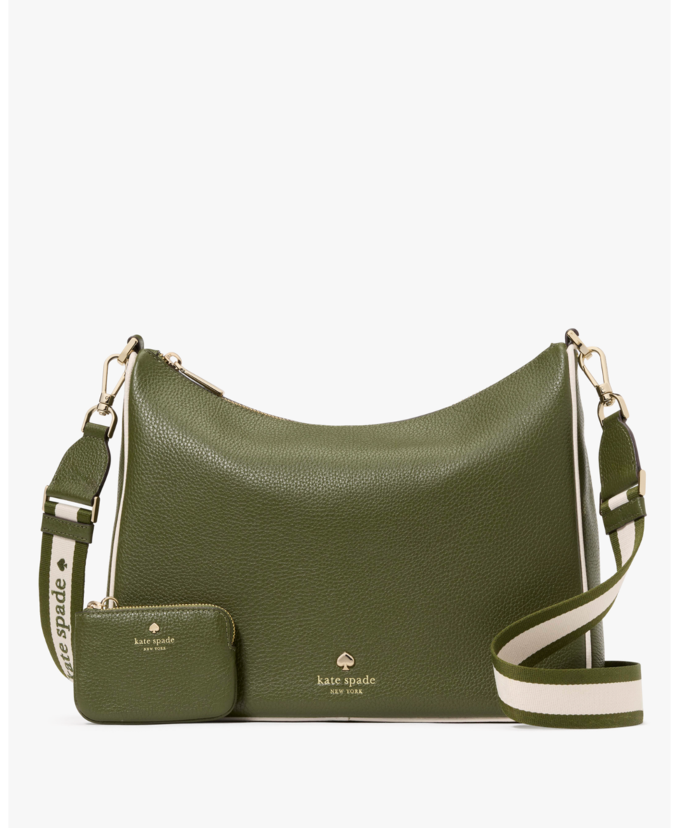 Kate Spade Womens Emma Colorblock Pebbled Leather Large Crossbody - Dark Green - One Size | Kate Spade Sale | Discount Designer Brands