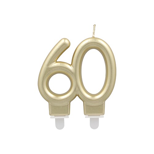 Papstar 12 Jubiläumskerzen mit Halter 7 cm gold `60` Image