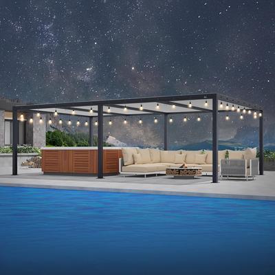 PURPLE LEAF Louvered Pergola with Solar Lights Hardtop Gazebo for Patio
