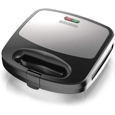 3-in-1 Compact Waffle Iron with Removable Non-Stick Plates for Grilling & Sandwiches