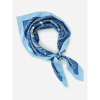 J.McLaughlin Women's Mabel Slik Scarf in Floral Cove Denim/Yellow | Silk/Denim