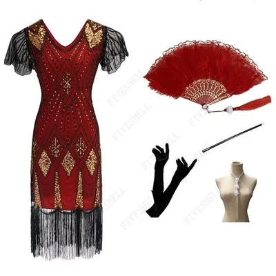 1920er Jahre Vintage Party Glitzer Quaste Abendkleid Gatsby Kostüm Image