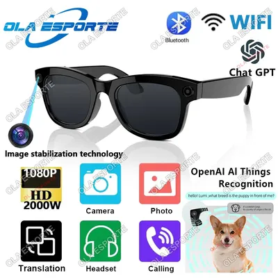 HD 1080P AI Smart Brille ChatGPT 2000W Kamera Bluetooth Anruf 400Mah Batterie Sprachassistent Steuerung Smart Brille für Männer Frauen Image