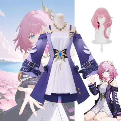 Cyrene Kostümspiel Honkai Star Rail Cosplay Lila Kleid Rosa Perücke mit Zubehör Komplettset für Frauen Rollenspiel Outfit Image