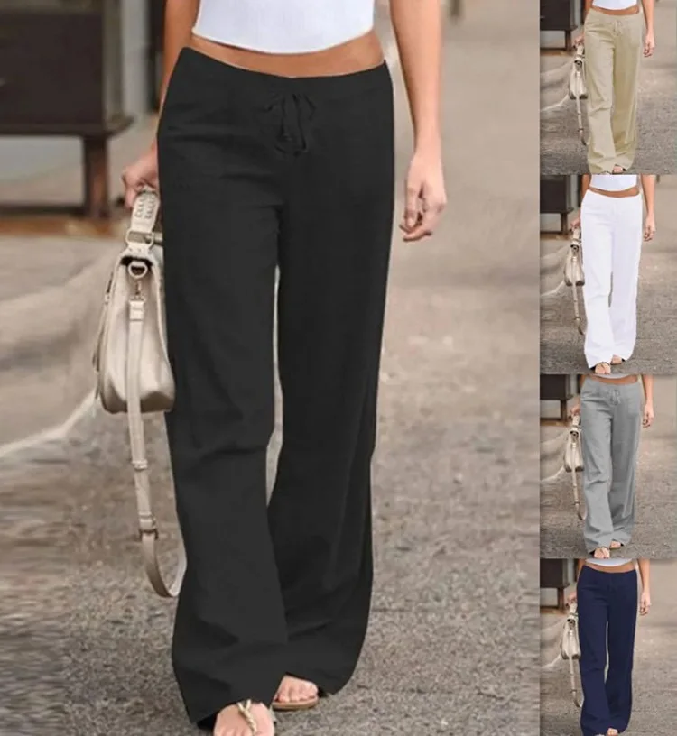 Atmungsaktive, lockere Freizeithose für Herren – lange Hose aus reinem Leinen für den Herbst, einfarbig, Straßenmode und Fitnessstudio, S-3XL Image