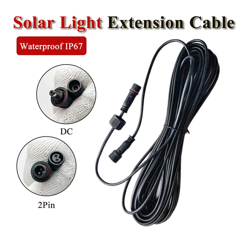 Outdoor DC Solarleuchten-Verlängerungskabel Wasserdicht IP67 2-Pin Lichtverbindungskabel Stecker auf Buchse 1-zu-2 Kabelverteiler Image