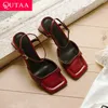 QUTAA 2025, Mode High Heels Frauen Sandalen Schuhe Sommer Echtes Leder Sexy Offene spitze Pumps Schuhe Party Kleid Größe 34-39