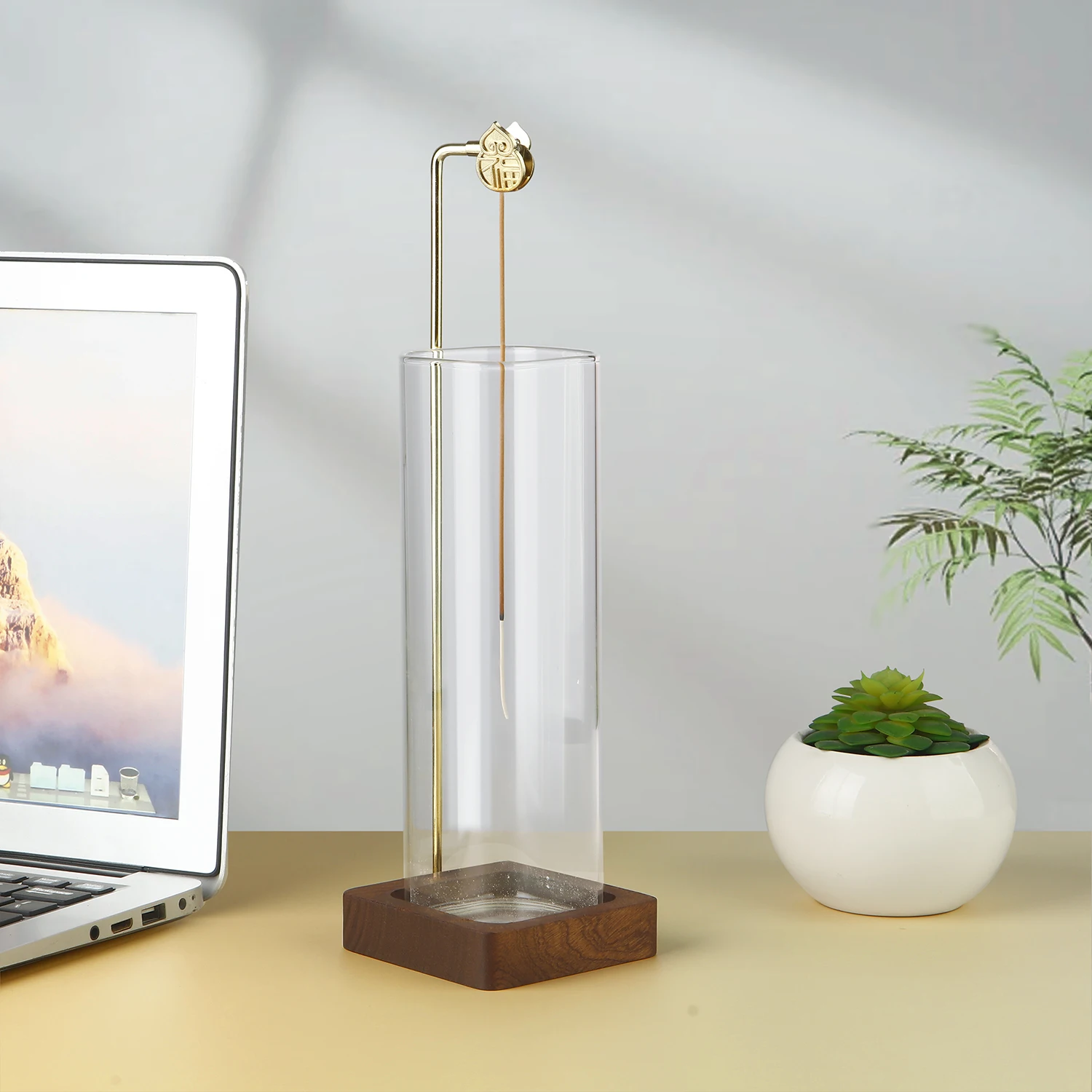 Räucherstäbchenhalter aus Glas, fliegender Räucherstäbchenhalter aus Glas, Aschefänger, Räuchergefäß für Yoga, Heimdekoration Image