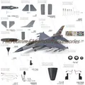 Fms 80mm F16 Accessori per aerei Fusoliera per pneumatici Ala principale Coda orizzontale Coda verticale Adesivi per cabina Lampada a LED Carrello di atterraggio