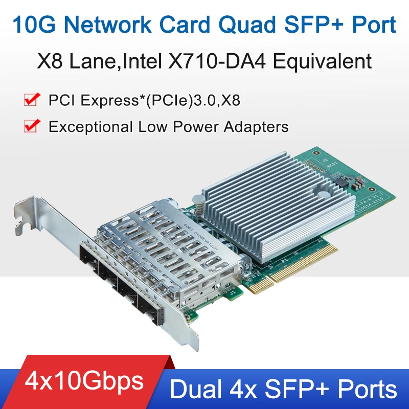 X710-DA4 4-Port 10Gigabit Ethernet Netzwerkkarte Server Adapter PCIe 3.0x8 Netzwerkadapter Quad Port SFP+ mit Intel XL710-BM1 Image