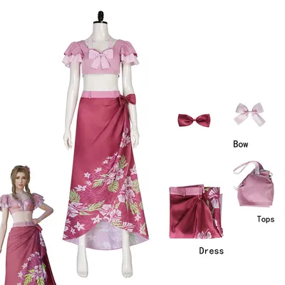Aerith Cosplay Kostüme Uniform Ainme Final Fantasy VII Rollenspiel Halloween Karneval Dressing für Frauen Mädchen Image