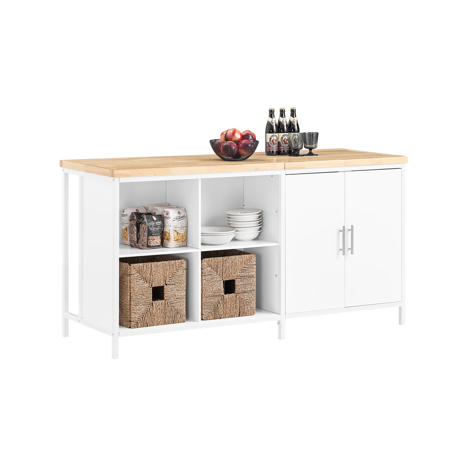 SoBuy KNL09-WN Kücheninsel freistehend Küchenschrank Highborad Kommode Schrank Sideboard Bartisch Buffet BHT ca. 170x89x60cm